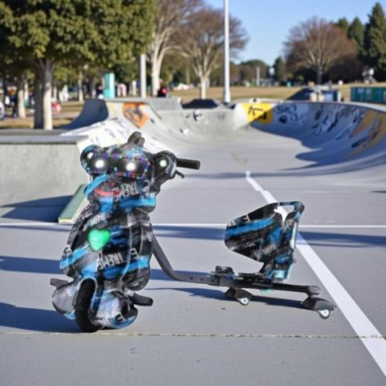 صورة سكوتر ميني كهربائي للأطفال بتصميم دب و3 عجلات